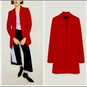 Zara red blazer coat